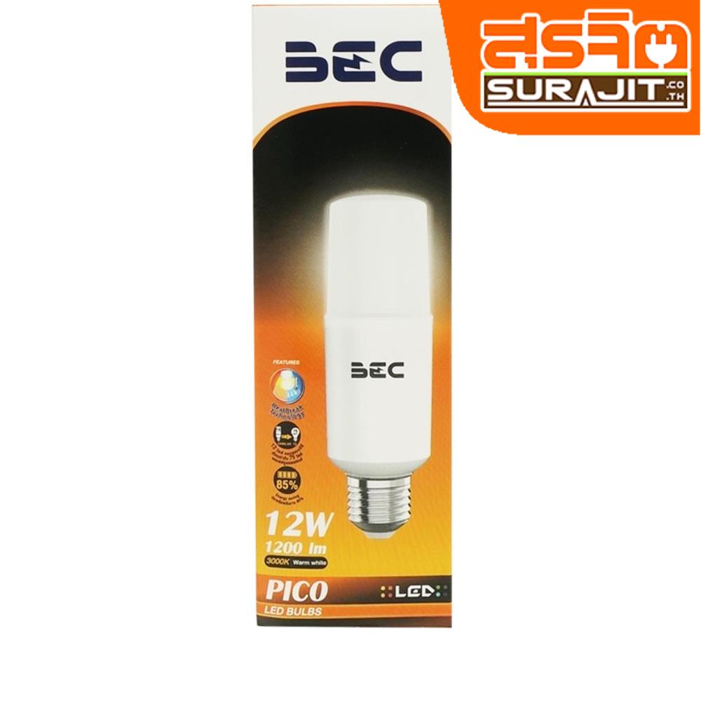 BEC หลอดไฟ LED ทรงกระบอก แสงเหลือง
