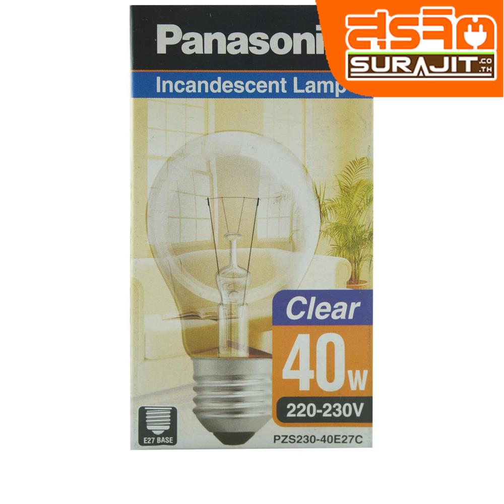 PANASONIC หลอดใสขั้วเกลียว E27 แสงวอร์มไวท์ 40 วัตต์