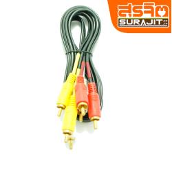 HOSAWA  สายRCA 6หัวทอง สายสีดำ 1.5 เมตร