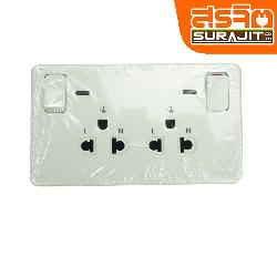 CHANG เต้ารับคู่เสียบขากลมแบนควบคุมด้วยสวิตซ์(สีขาว)