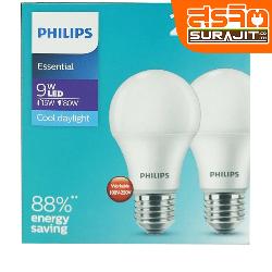 PHILIPS หลอดเอสเซนเทียลแอลอีดีบัล์บ 9 วัตต์ แสงขาวแพ็คคู่